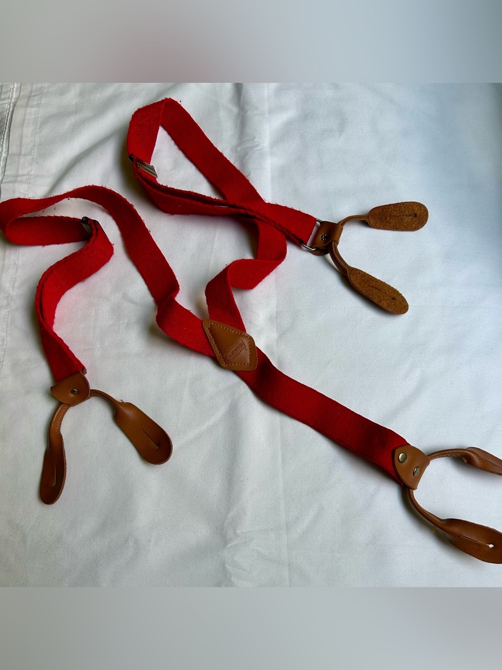 Levi’s Red Suspenders with Brown Leather Accents